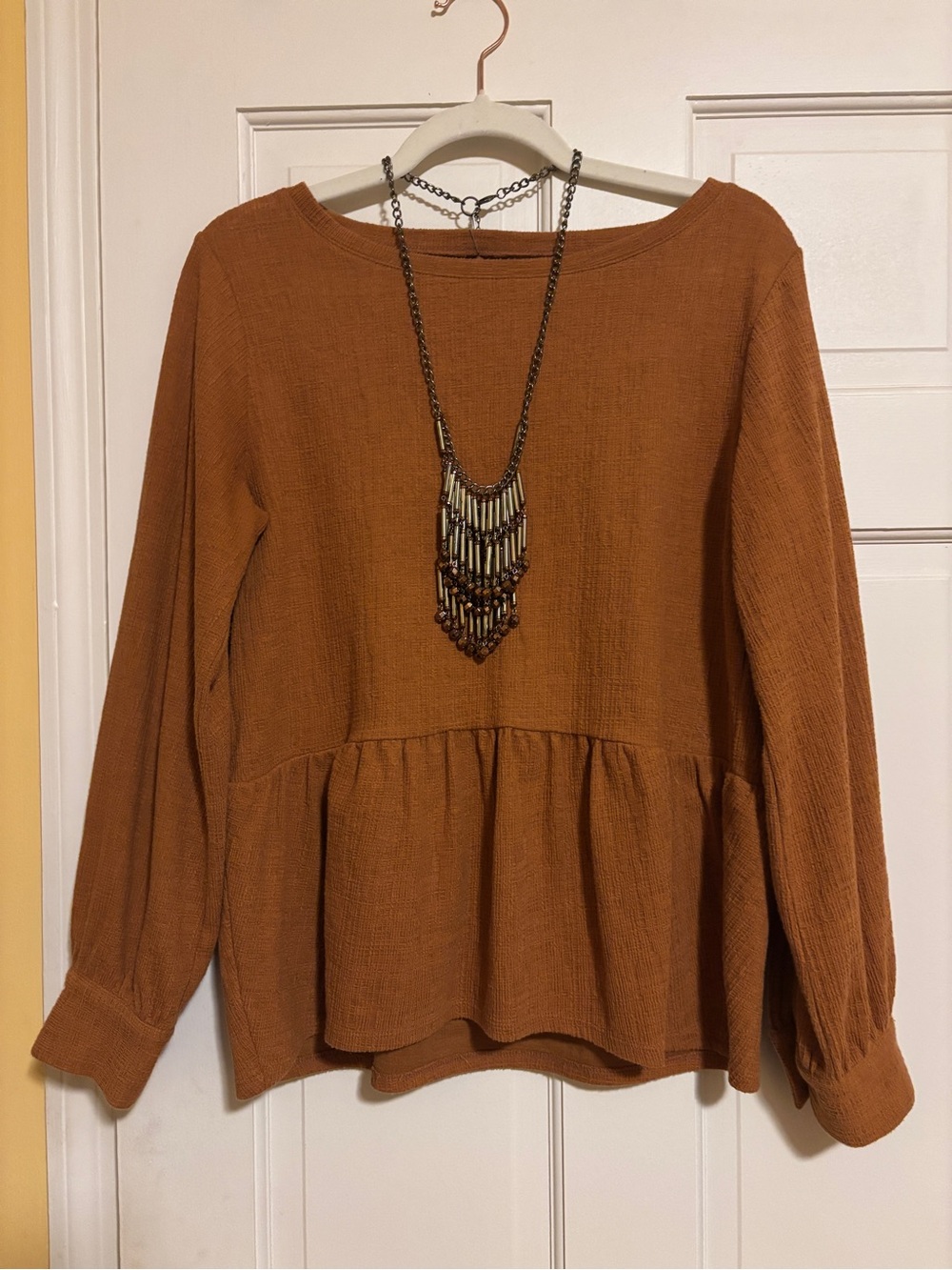 LOFT Women’s Peplum Long-Sleeve Top - mustard